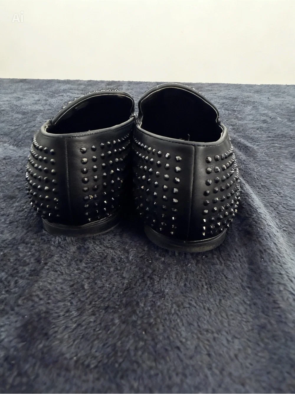 Steve Madden Black Studded Velvet Slip-On Loafers